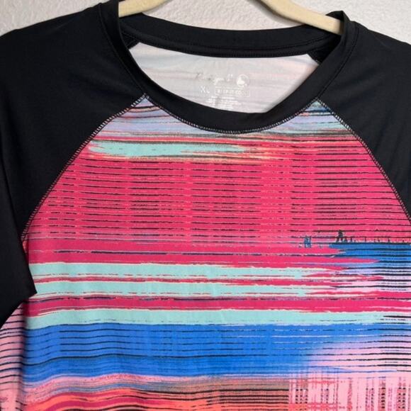 Reel Legends Jagged Stripe Cropped Leggings & L.S. Loungewear Set Sz XL - Picture 3 of 15